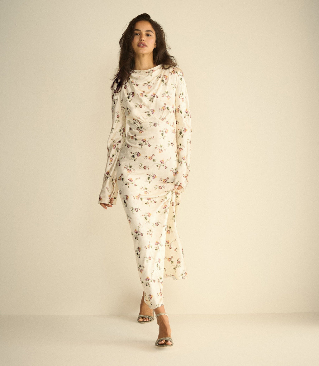 MELORA DRESS -- CREME HILLSIDE THISTLES