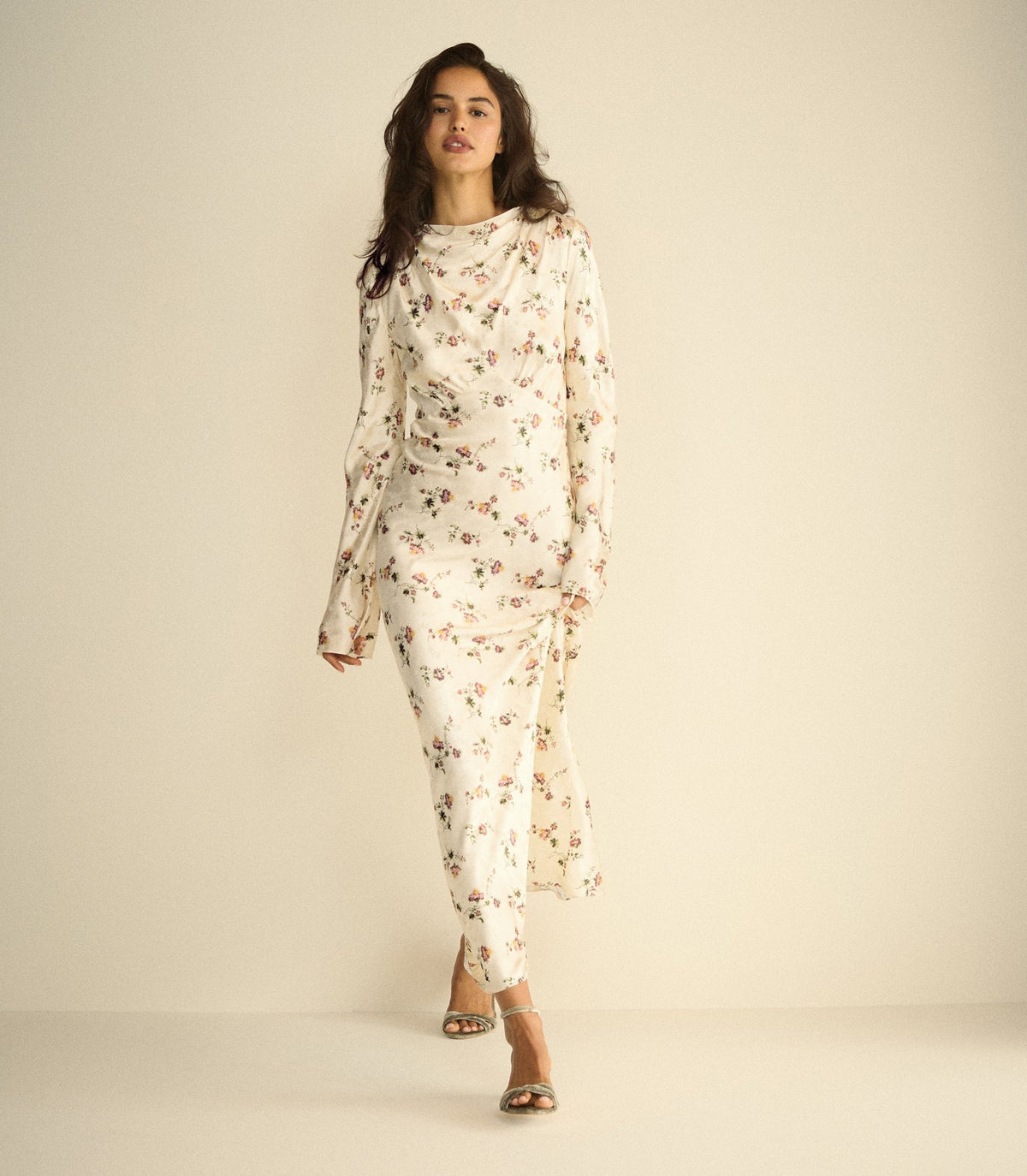 MELORA DRESS -- CREME HILLSIDE THISTLES
