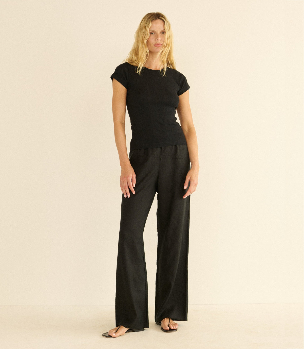 LAVON LINEN PANT -- BLACK