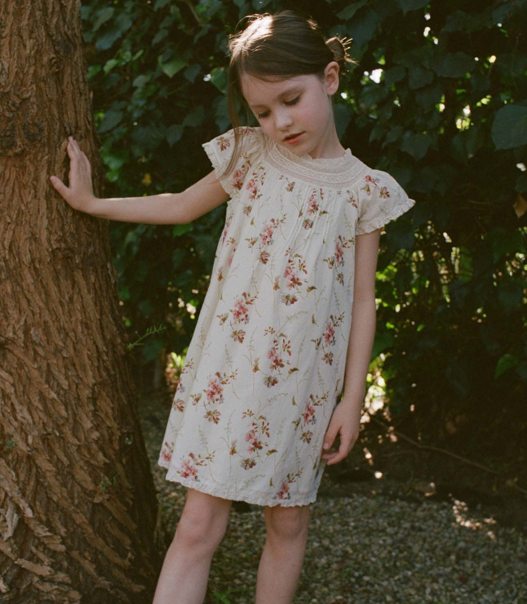 LISI DRESS -- BLANC PRAIRIE ROSE