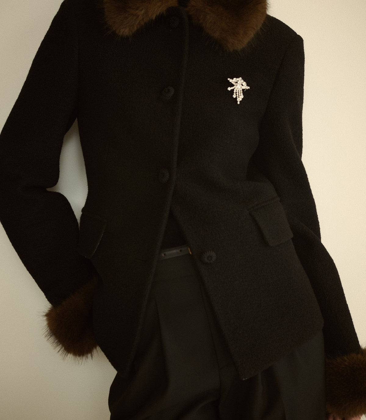 LENNON FUR JACKET -- BLACK