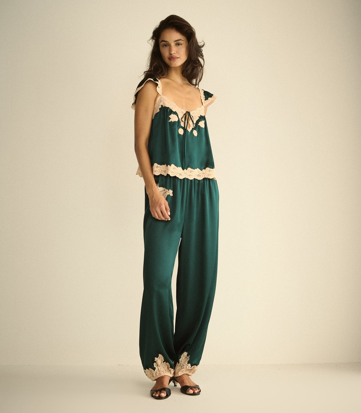 YARIA SILK SATIN PANT -- SCARAB