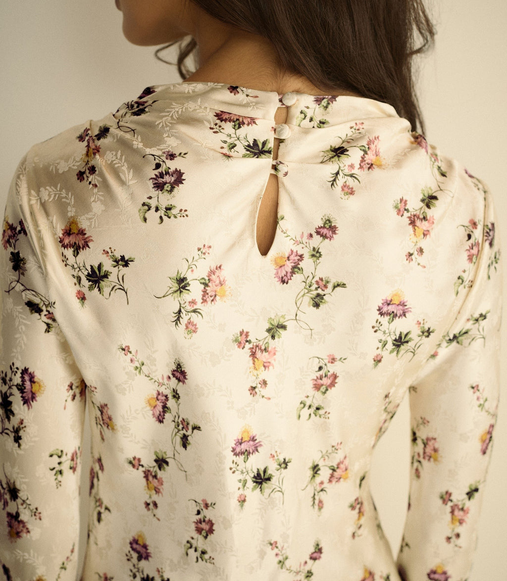 MELORA DRESS -- CREME HILLSIDE THISTLES