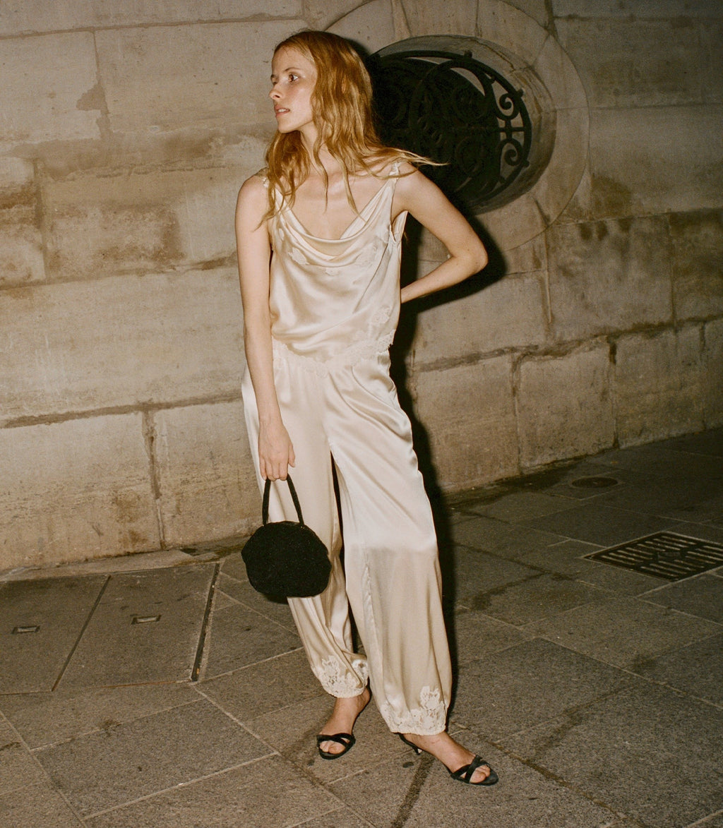 YARIA SILK SATIN PANT -- CANDLELIGHT