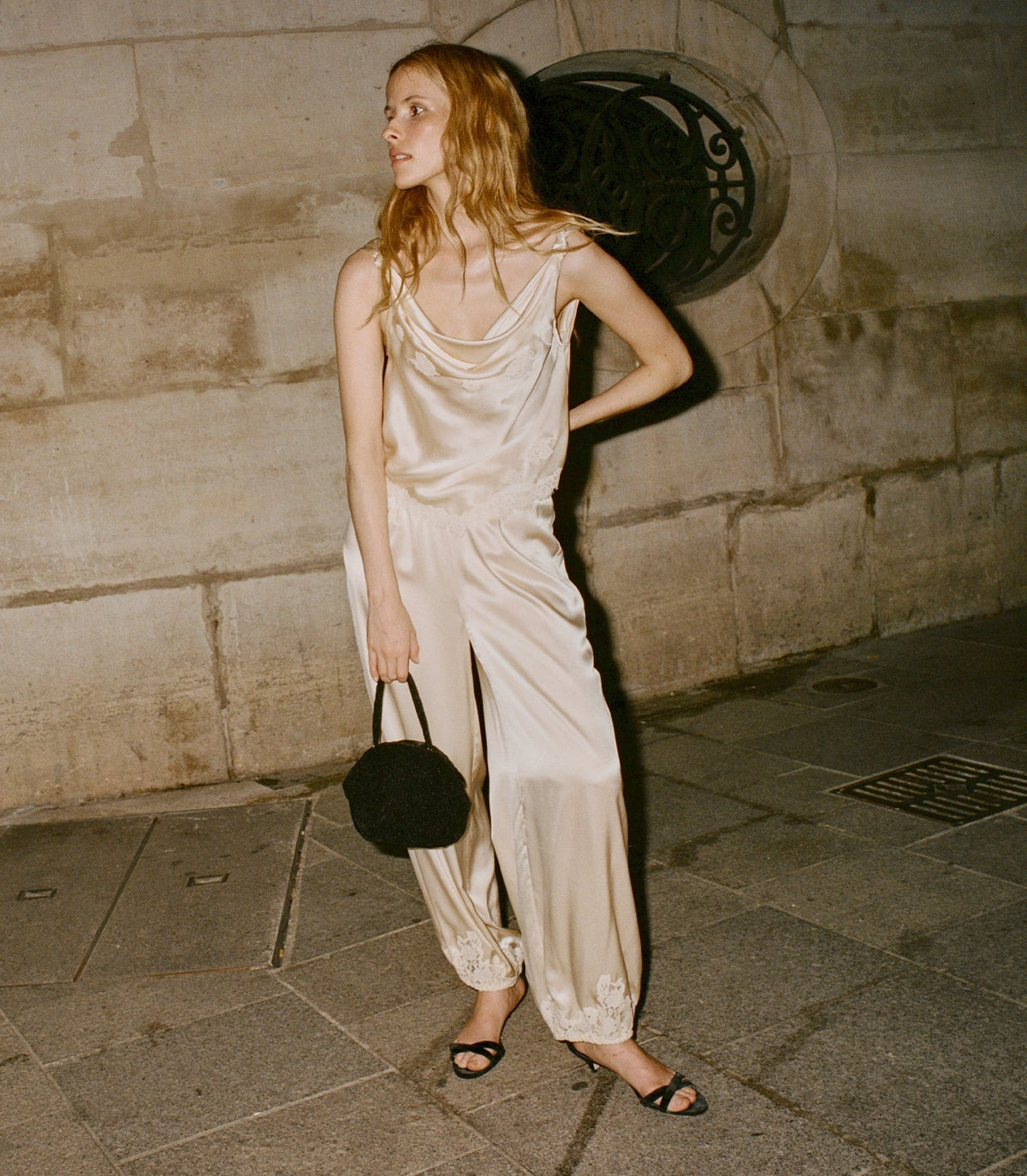YARIA SILK SATIN PANT -- CANDLELIGHT