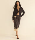 ELOWEN SKIRT -- EQUESTRIAN BROWN WITH CREAM LACE