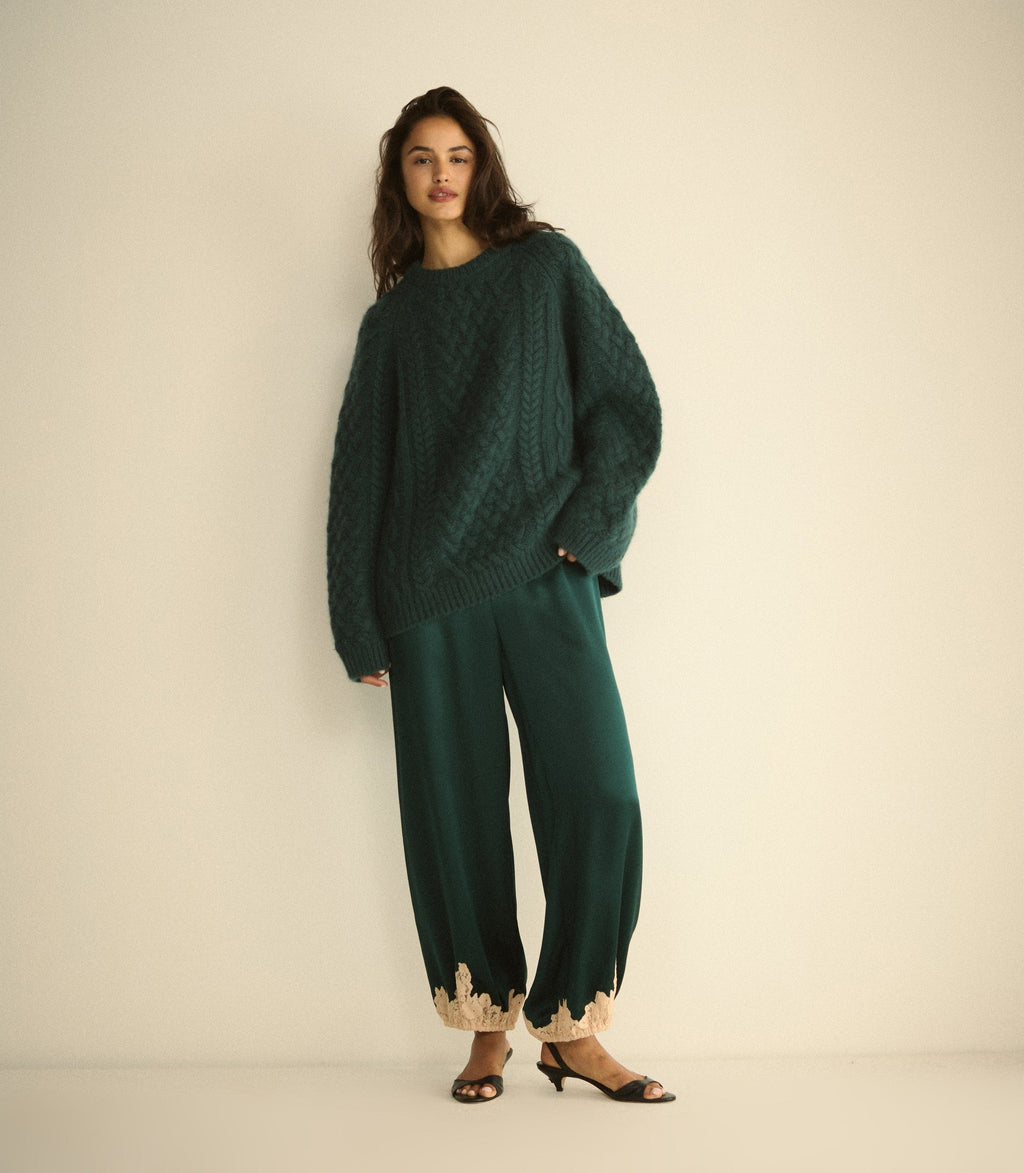 YARIA SILK SATIN PANT -- SCARAB