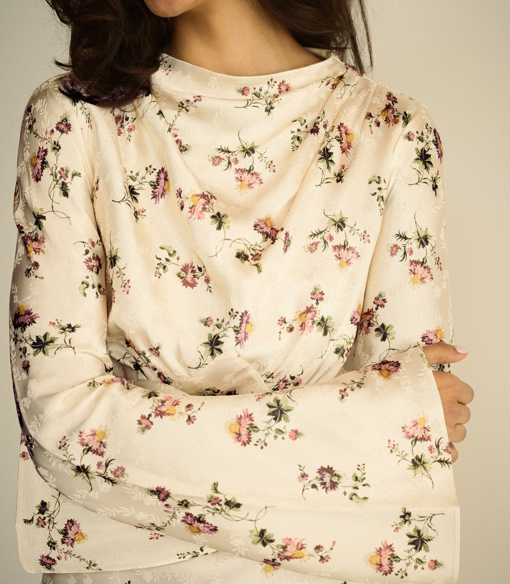 MELORA DRESS -- CREME HILLSIDE THISTLES