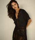 IDELLA SILK SATIN TOP -- BLACK