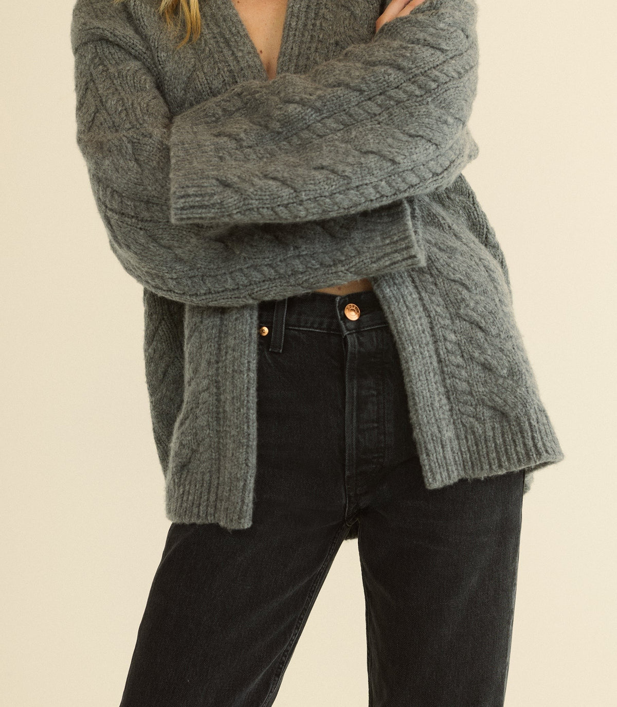 ALPINE CARDIGAN -- CHARCOAL MELANGE