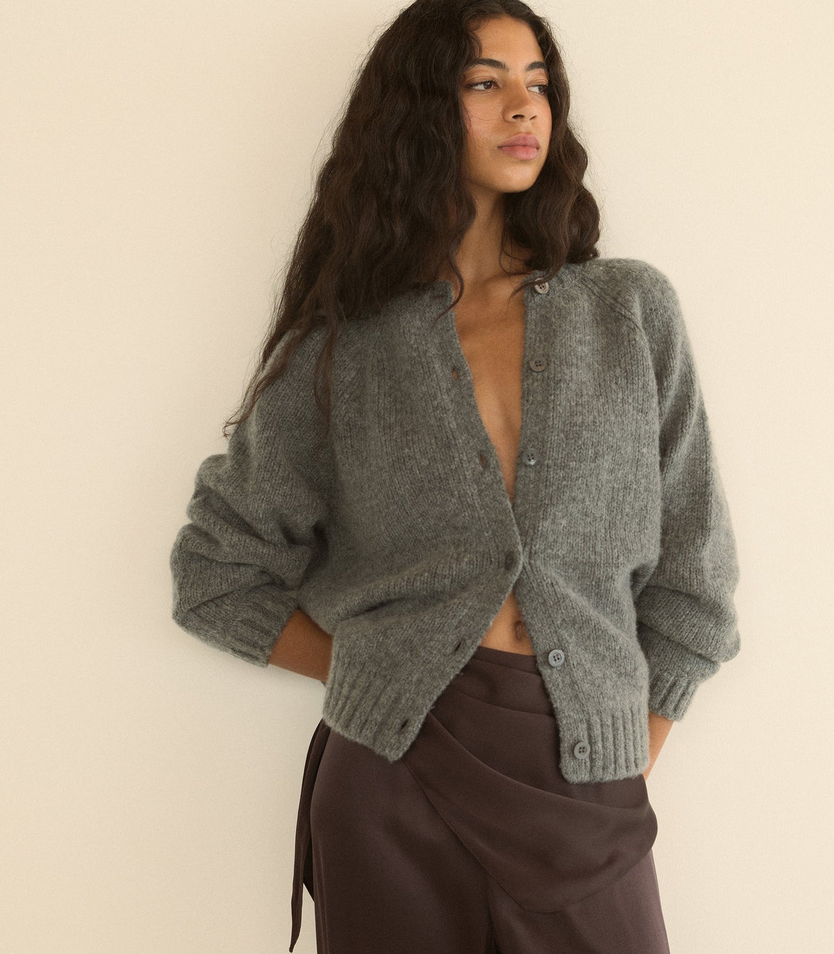ADLEY CARDIGAN -- CHARCOAL MELANGE