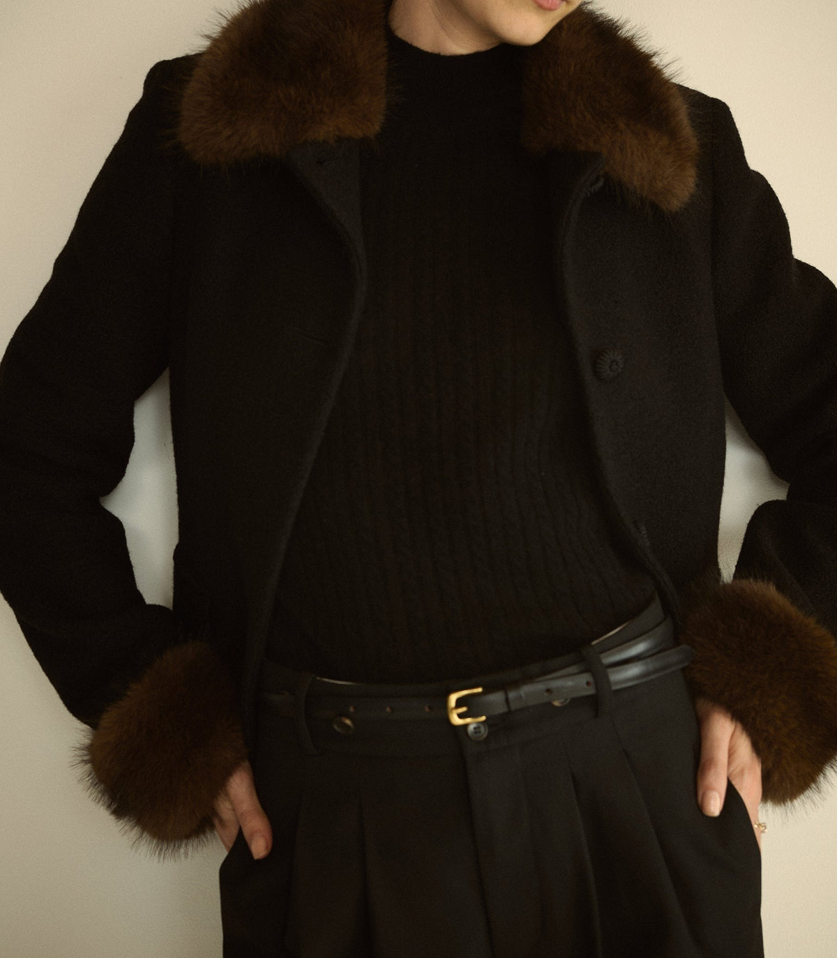 LENNON FUR JACKET -- BLACK