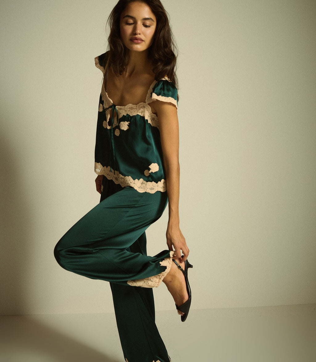 YARIA SILK SATIN PANT -- SCARAB