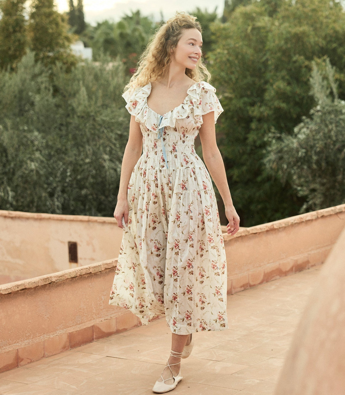 ILLIANA DRESS -- BLANC PRAIRIE ROSE
