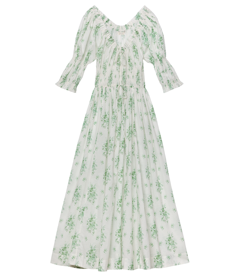 ISCHIA DRESS -- VERT PETIT BOUQUET DE CHAMONIX