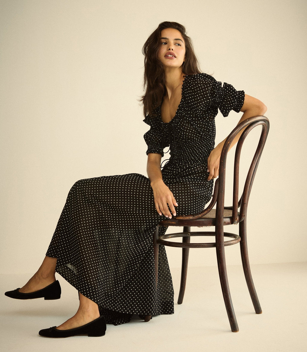 ISCHIA DRESS -- NOIR DOT