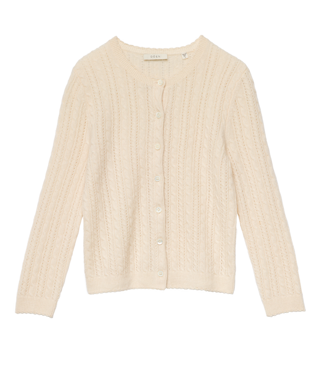 DANAE CASHMERE CABLE CARDIGAN -- DOGWOOD