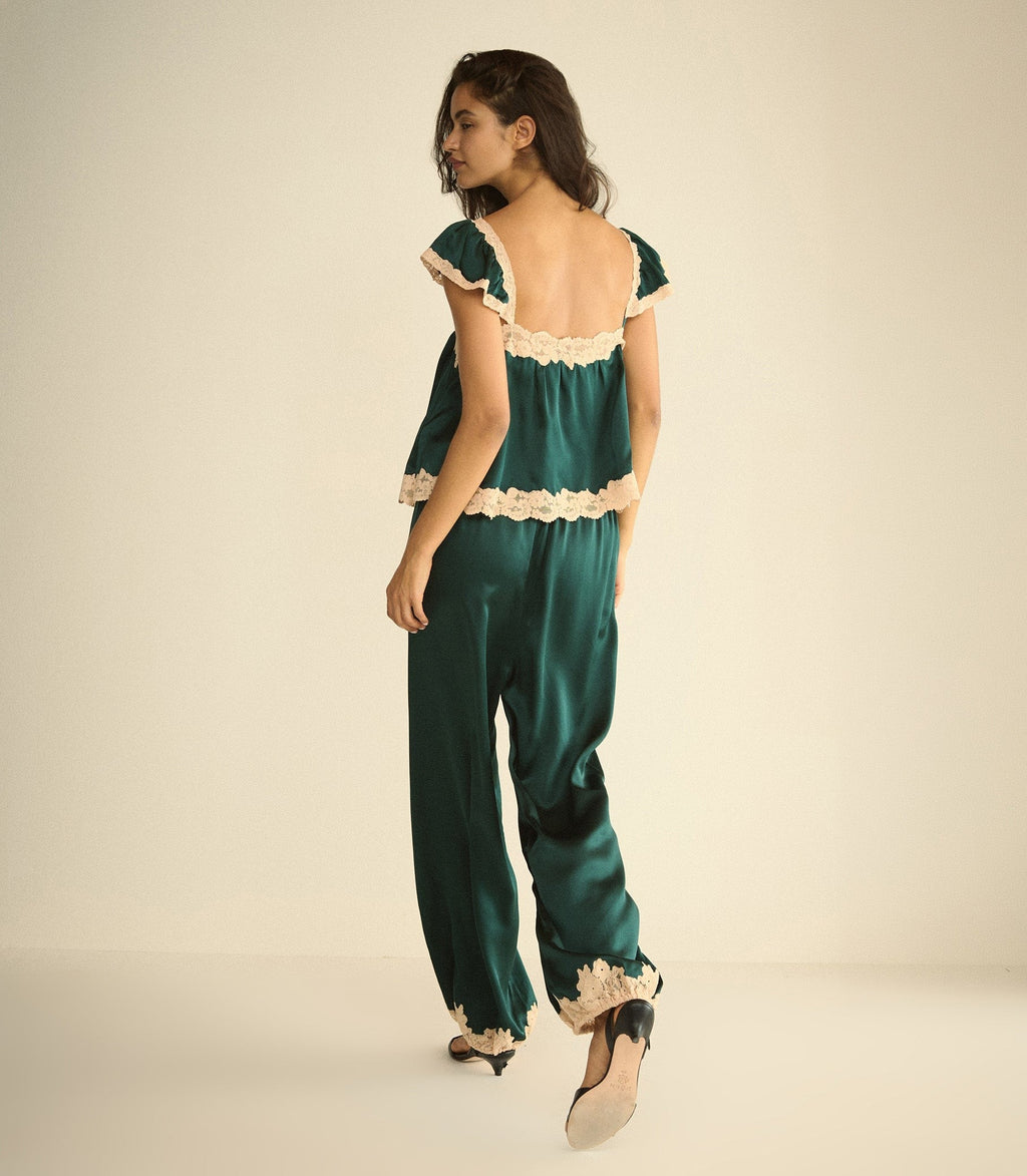 YARIA SILK SATIN PANT -- SCARAB