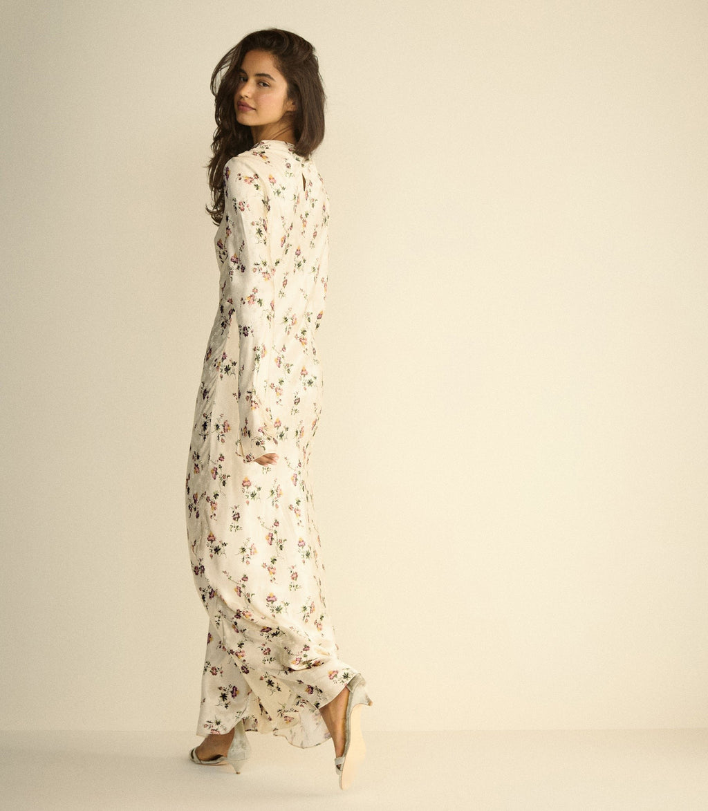 MELORA DRESS -- CREME HILLSIDE THISTLES
