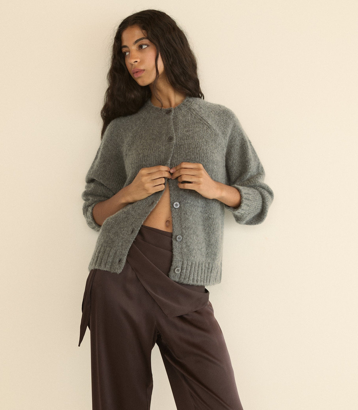 ADLEY CARDIGAN -- CHARCOAL MELANGE