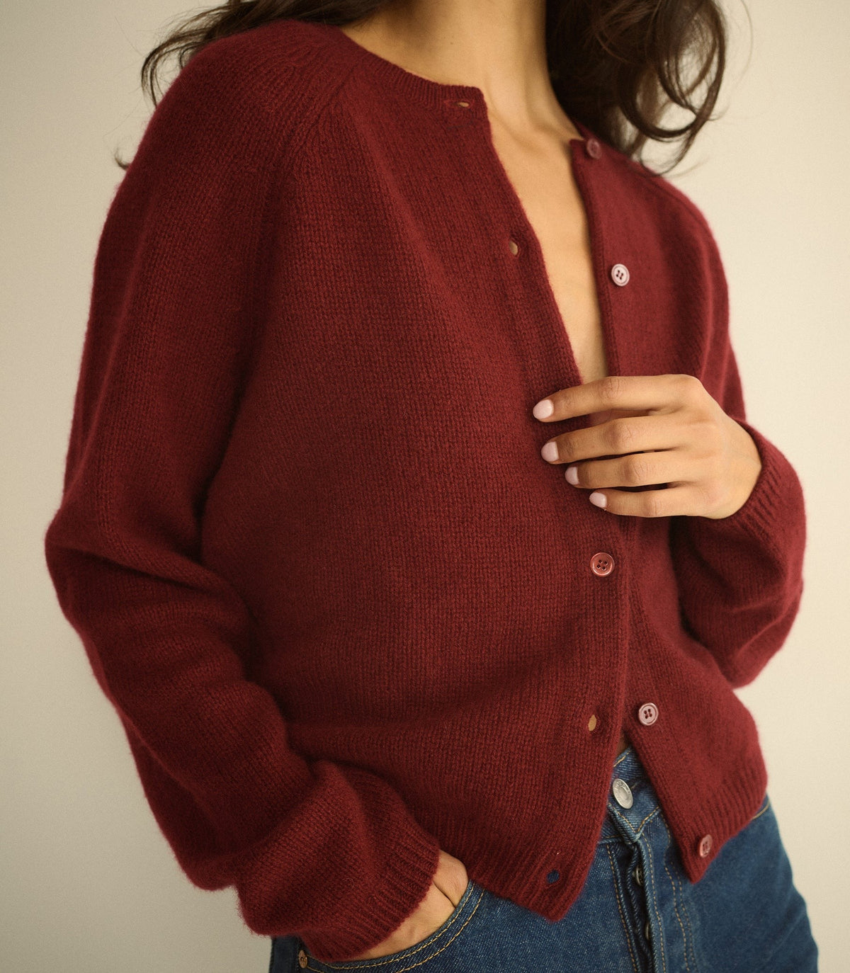 PEROLINE CASHMERE CARDIGAN -- LOIRE ROUGE